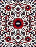 Rich Red Black Floral Medallion Pattern Rug