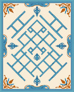 Geometric Lattice Blue Orange Design Rug