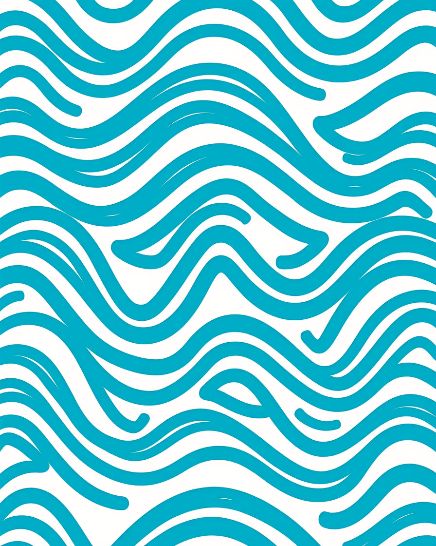 Abstract Blue Wave Pattern Rug