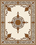 Classic Brown Leaf Medallion Border Rug