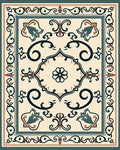 Vintage Floral Scrollwork Patterned Rug