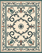 Vintage Floral Scrollwork Patterned Rug