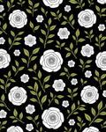 Black White Floral Branches Design Rug