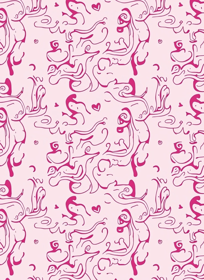 Elegant Pink Flowing Abstract Pattern Rug
