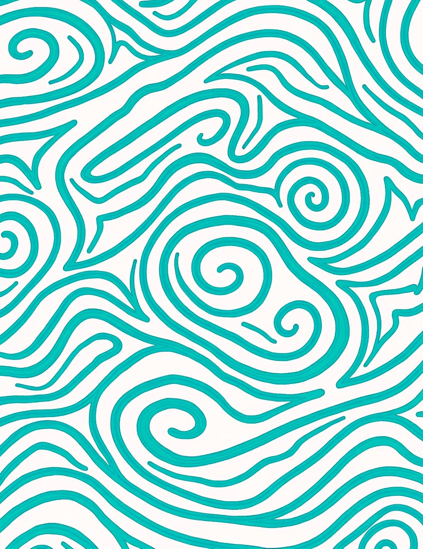 Abstract Aqua Wave Pattern Rug