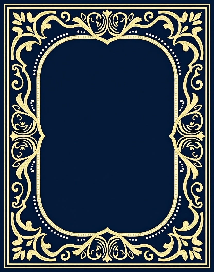 Ornate Floral Scrollwork Border Rug