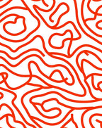 Bold Abstract Red Contour Pattern Rug