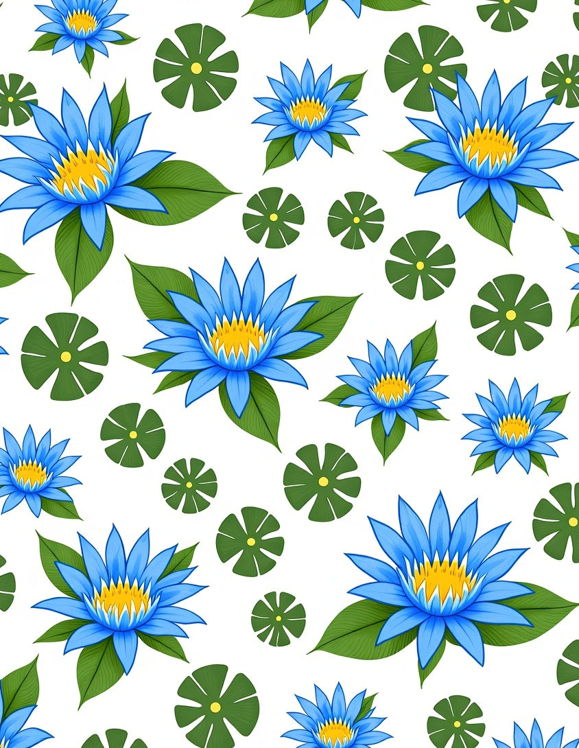Blue Lotus Floral Pattern Rug