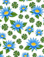 Blue Lotus Floral Pattern Rug
