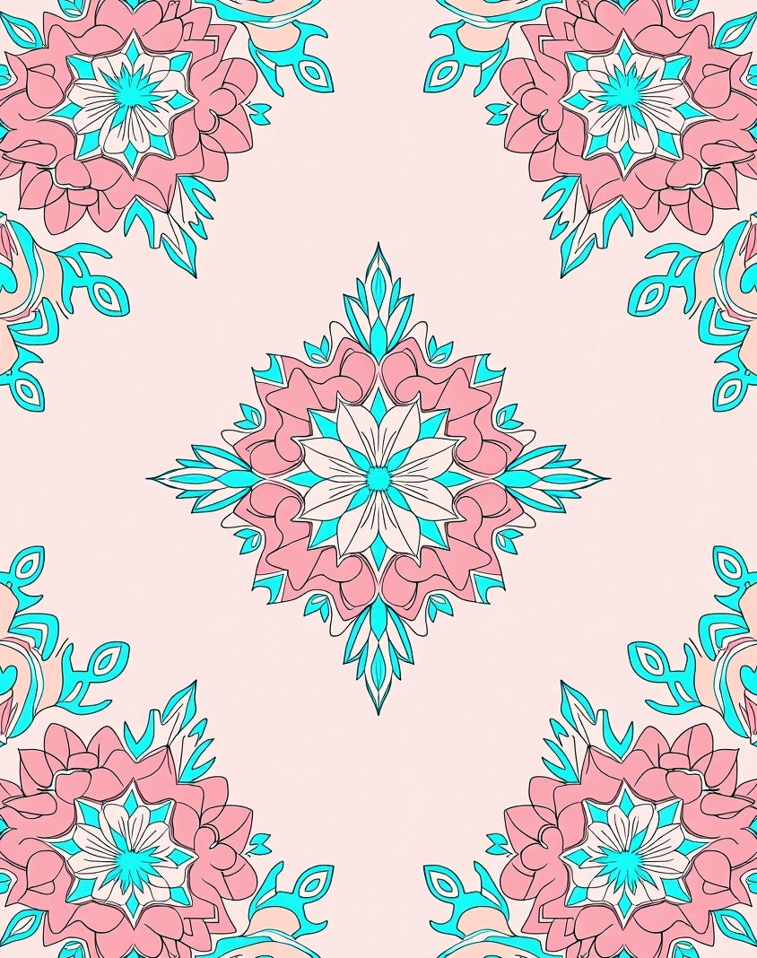 Floral Inverted Geometric Pattern Rug