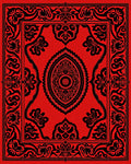 Bold Red Black Floral Paisley Design Rug