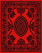Bold Red Black Floral Paisley Design Rug