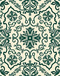 Emerald Flourish Damask Pattern Rug