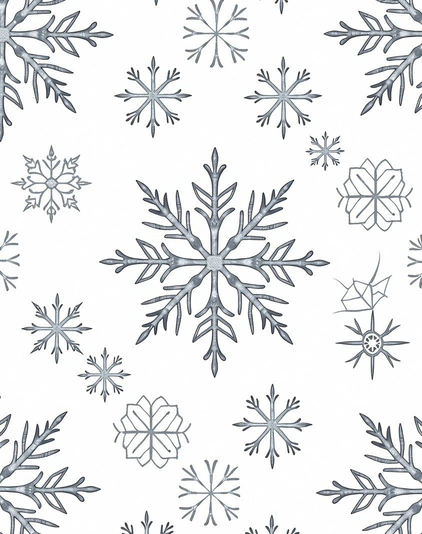 Silver Snowflake Winter Cascade Rug