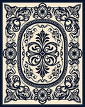 Ornate Floral Scroll Framed Design Rug