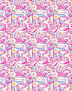 Abstract Swirl Pink Blue Yellow Pattern Rug