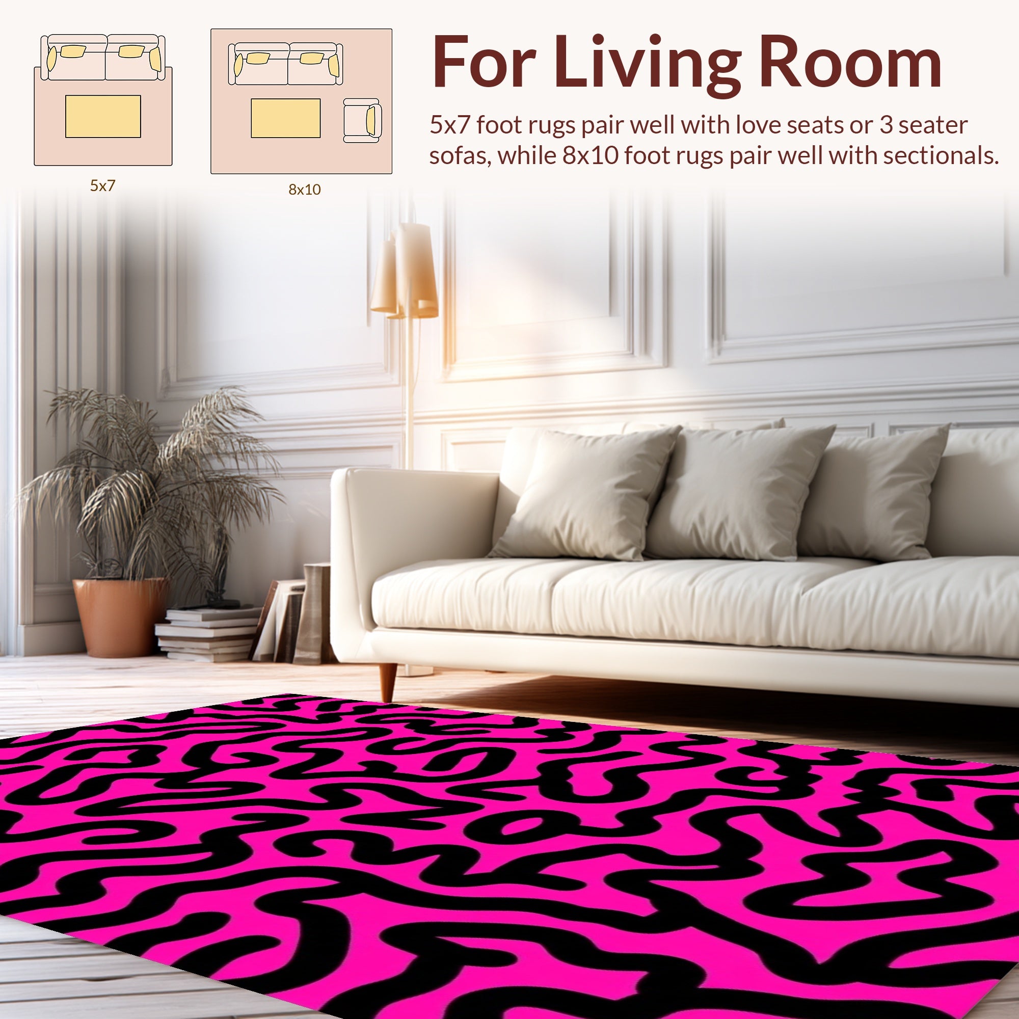 Bold Black Scribble Pattern Rug