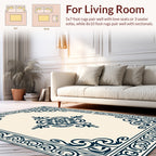 Ornate Scrollwork Central Medallion Design Rug