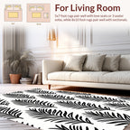 Modern Black White Leaf Pattern Rug