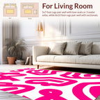 Abstract Pink White Curve Pattern Rug