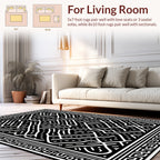 Intricate Black White Geometric Pattern Rug