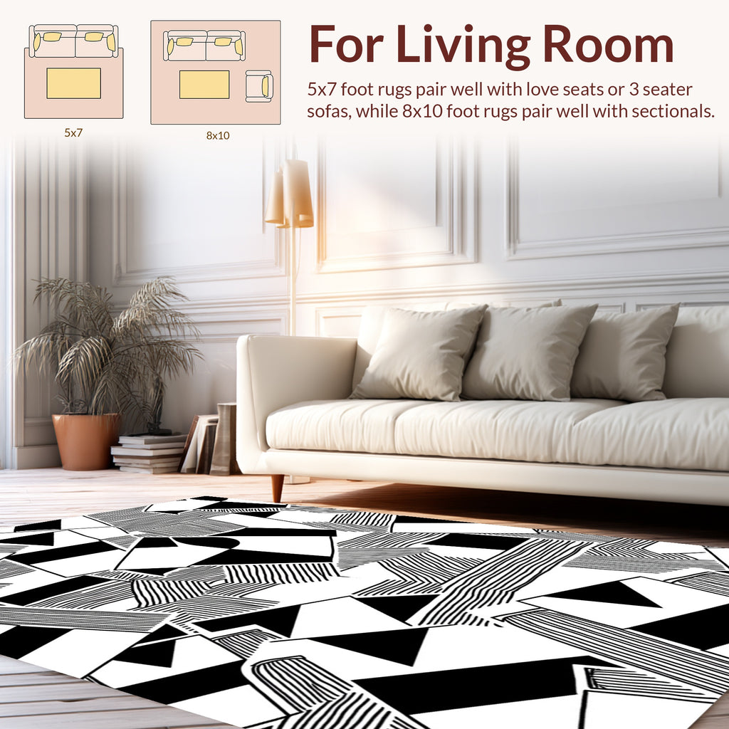 Bold Geometric Linear Abstract Pattern Rug