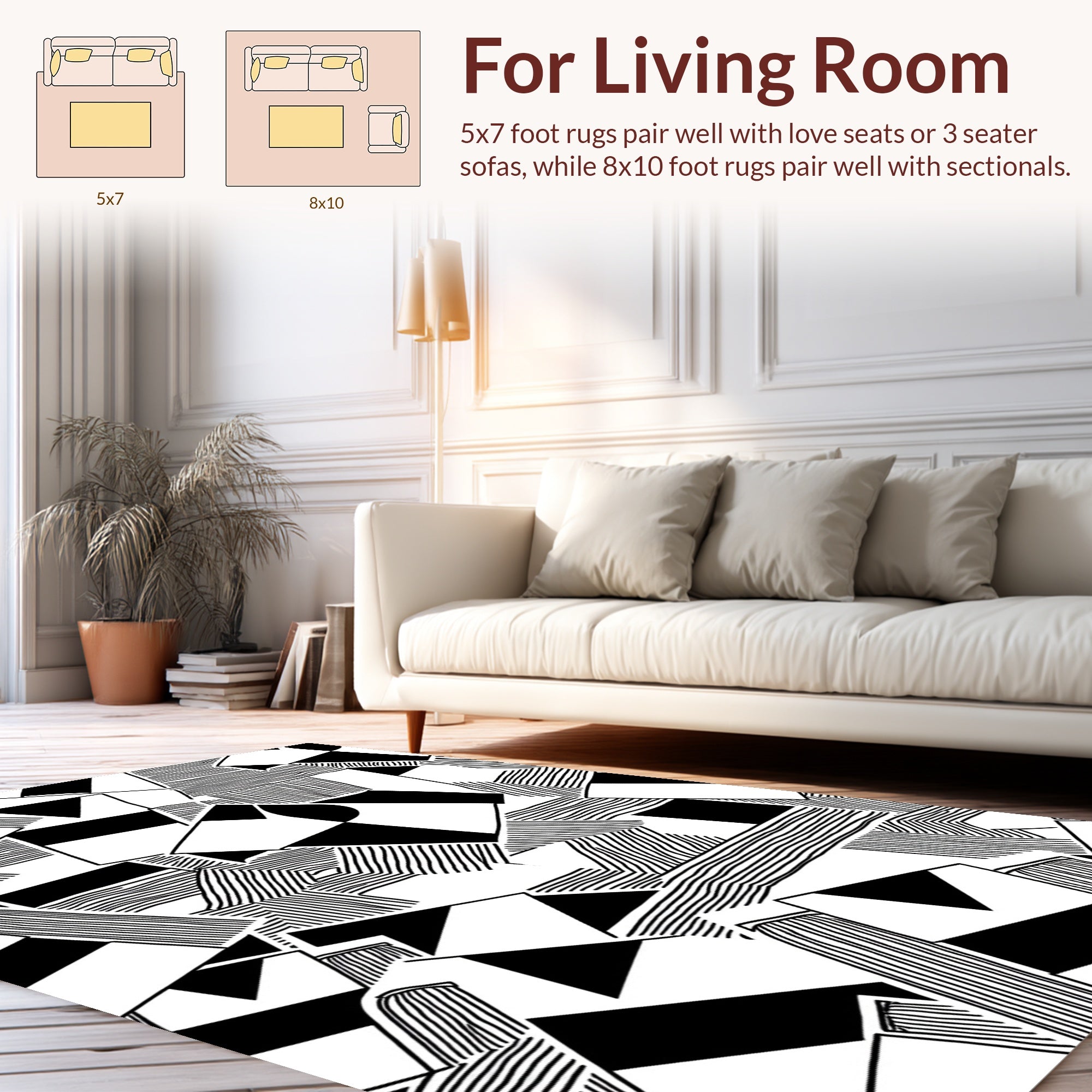 Bold Geometric Linear Abstract Pattern Rug