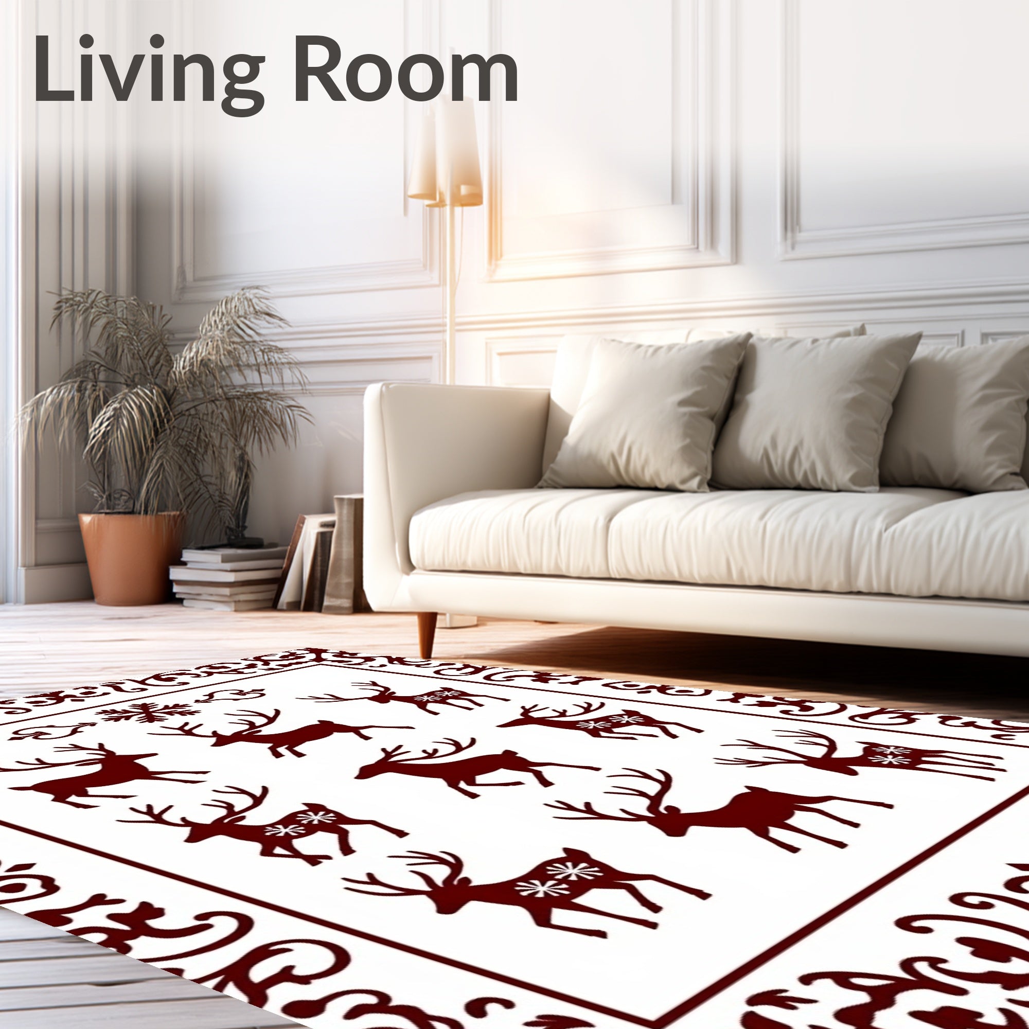 Deep Red Woodland Creature Ensemble Rug