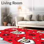 Cheerful Santa Claus Snowflakes Gift Red Rug