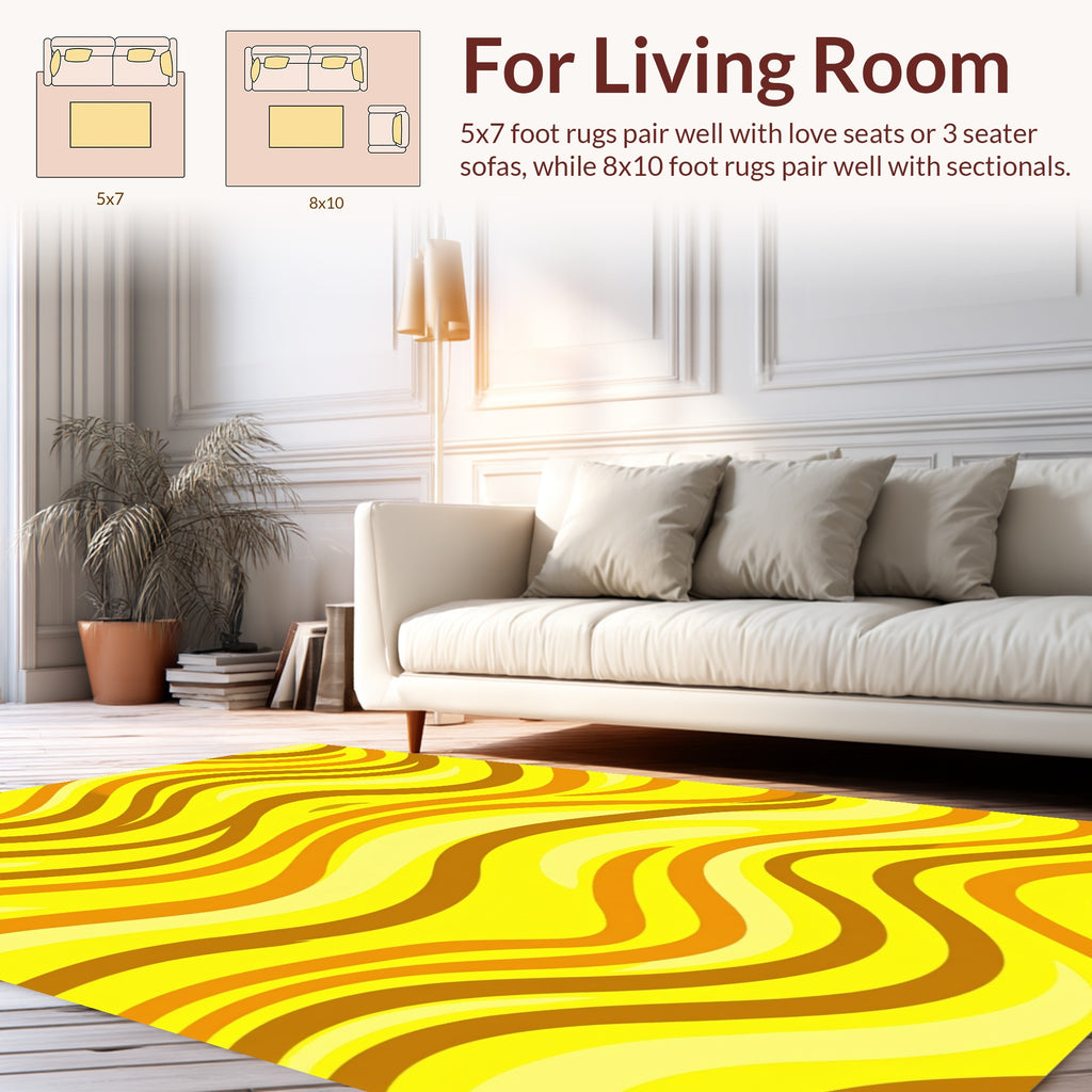 Golden Swirls Nature Inspired Design Rug