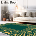 Elegant Gold Leaf Victorian Style Art Rug