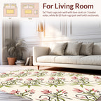 Whimsical Floral Leaf Swirl Design Rug