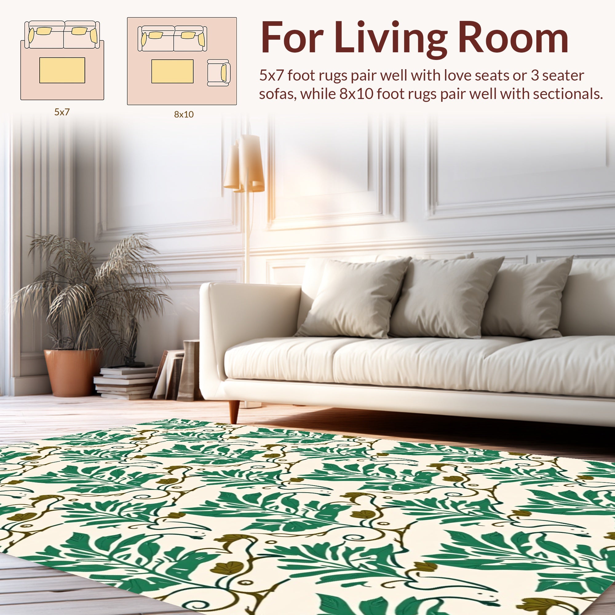 Nature Inspired Leaf Pattern Rug