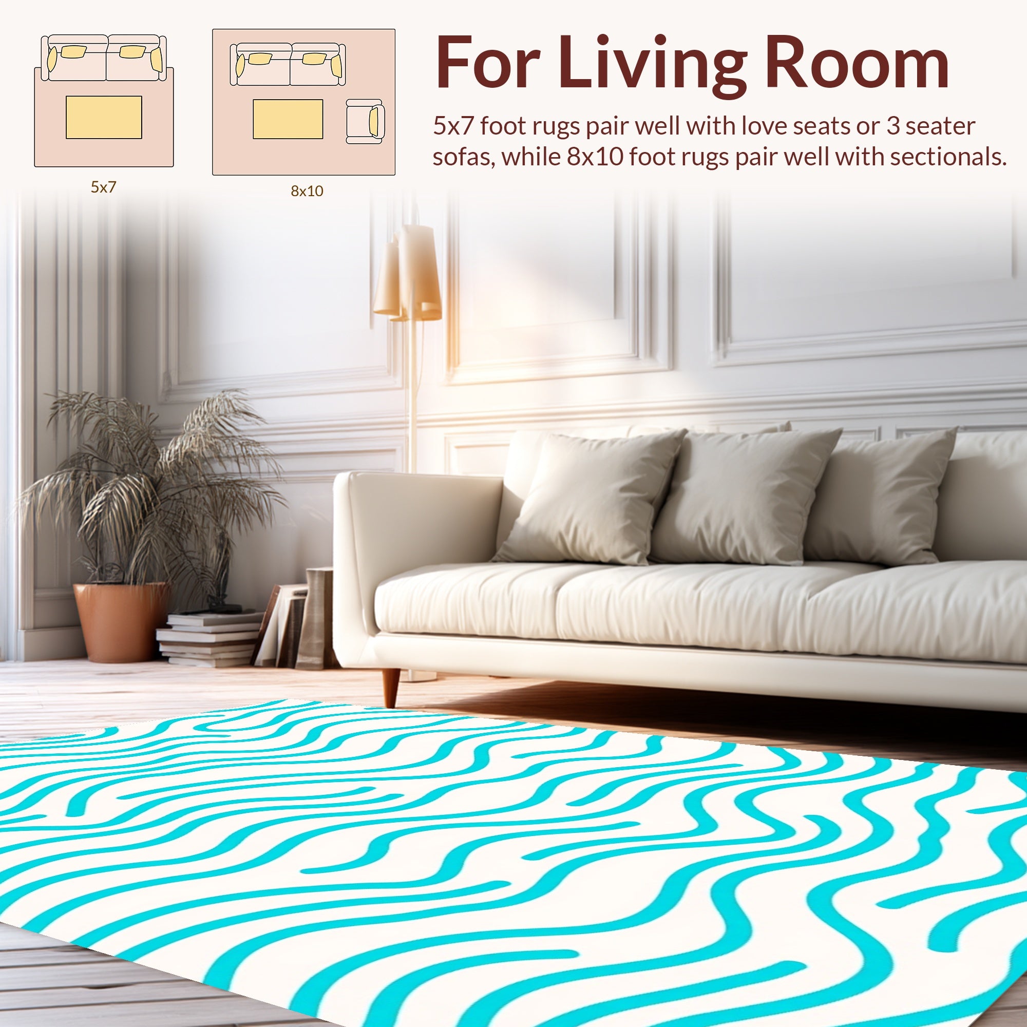 Aqua Wavy Abstract Pattern Rug
