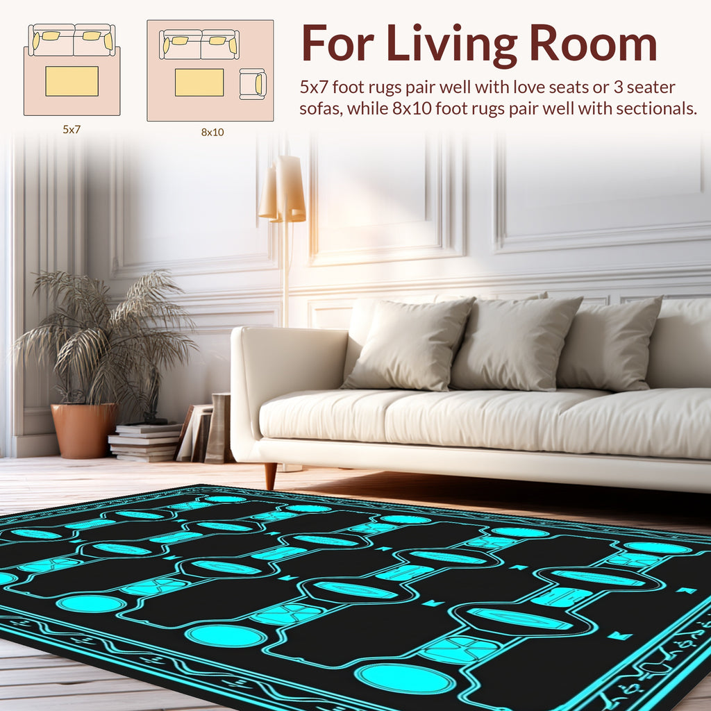 Futuristic Geometric Neon Pattern Rug