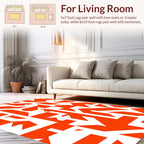 Bold Geometric Orange and White Abstract Rug