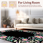 Vibrant Floral Border Pattern Design Rug