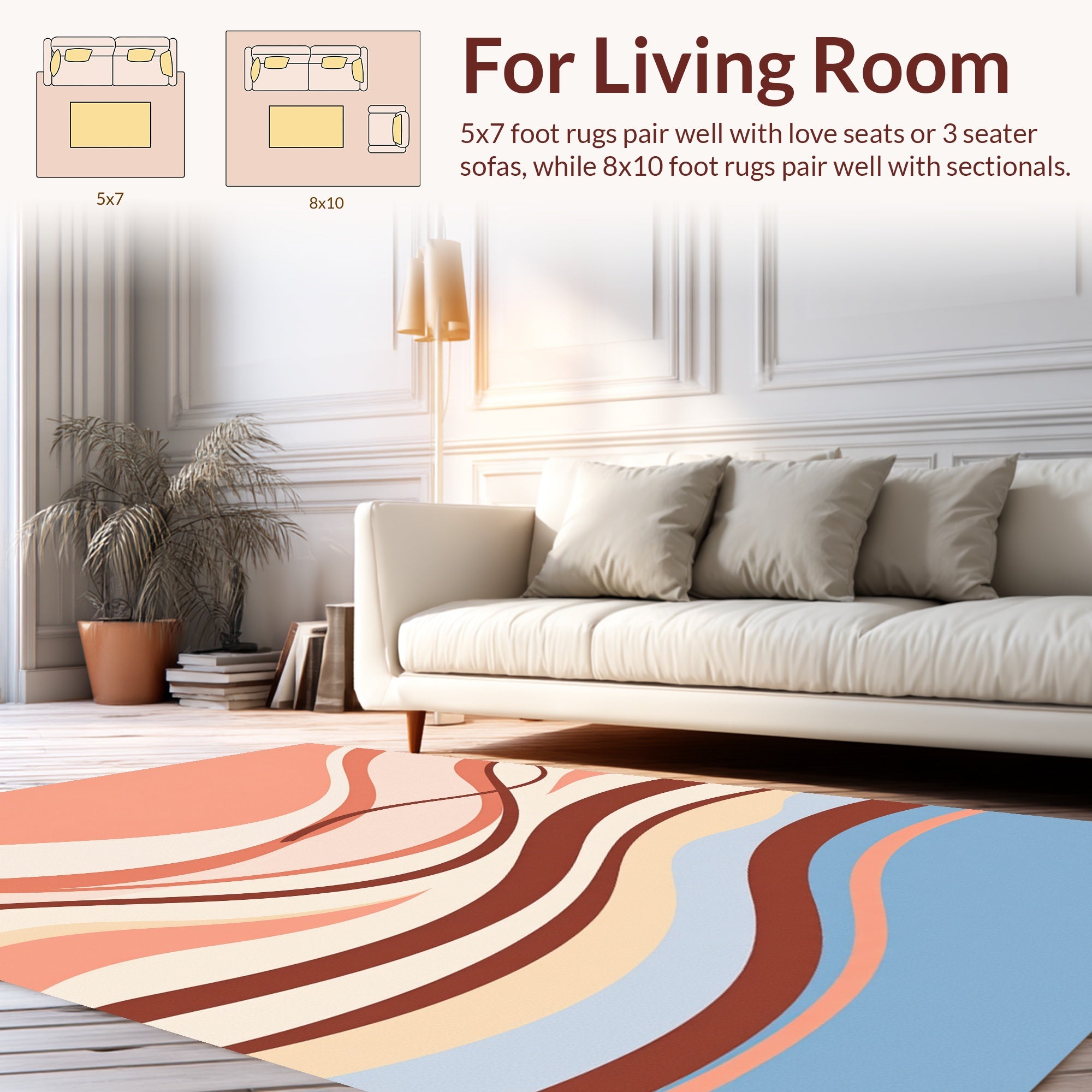 Salmon Coral Wave Pattern Rug