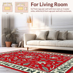 Classic Floral Vine Red Cream Rug