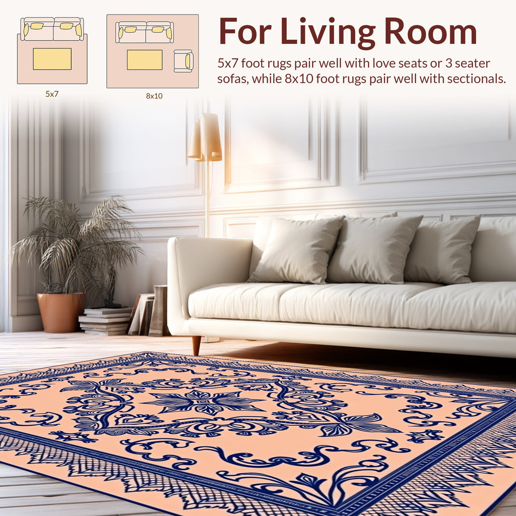 Ornate Floral Scrollwork Patterned Rug