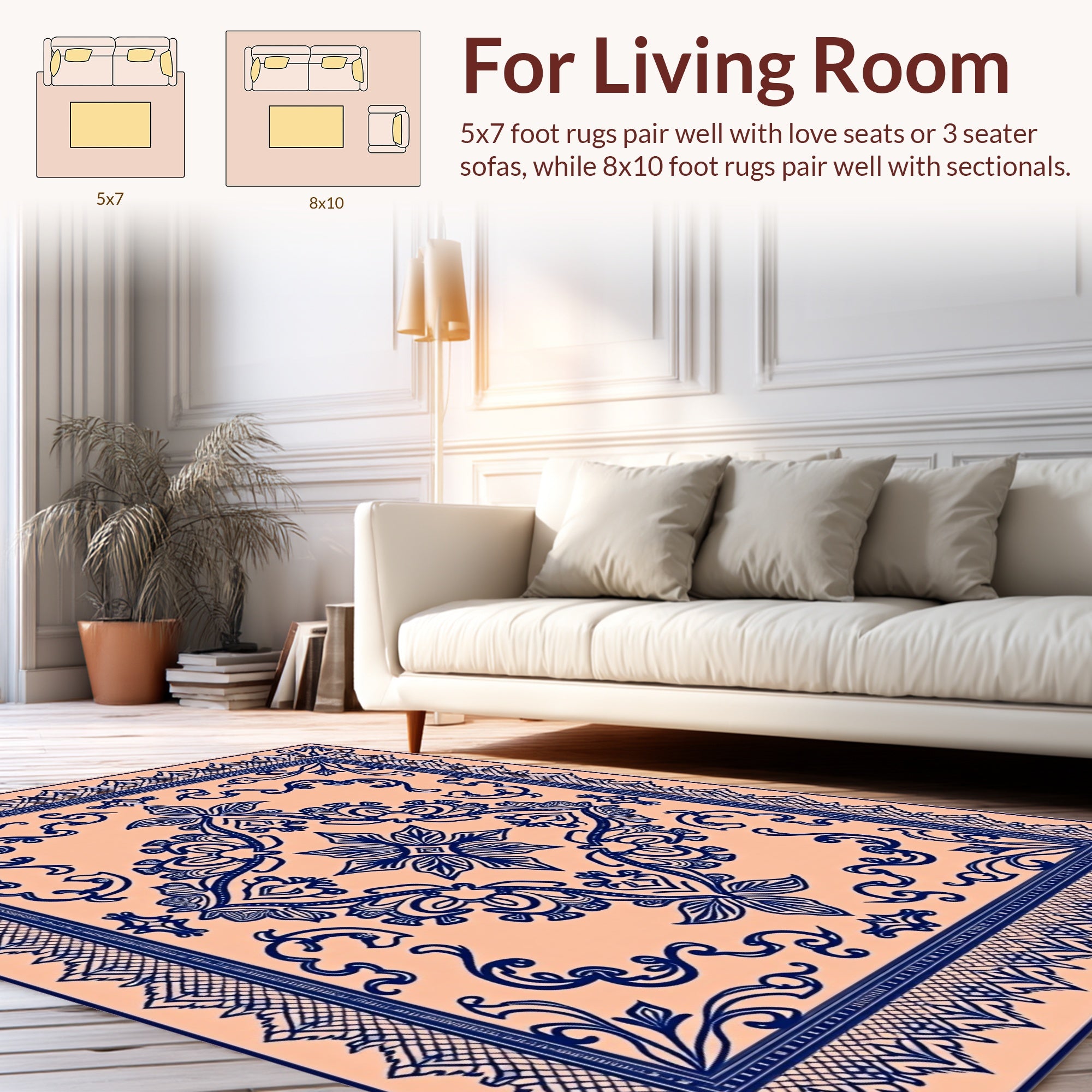 Ornate Floral Scrollwork Patterned Rug