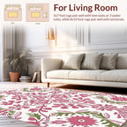Pink Leaf Flower Ornamental Design Rug