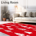 Red Forest Wildlife Trees Rug