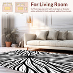 Radial Swirl Black White Pattern Rug