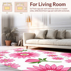 Vibrant Pink Daisy Pattern Rug