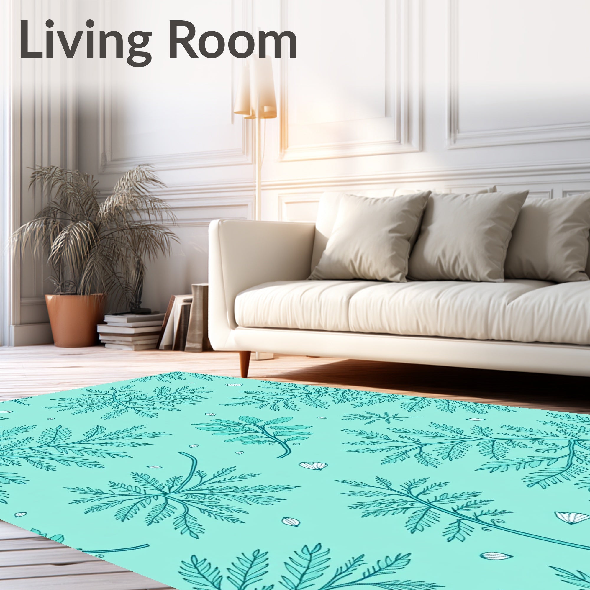 Foliage Pattern With Delicate Greenery Rug