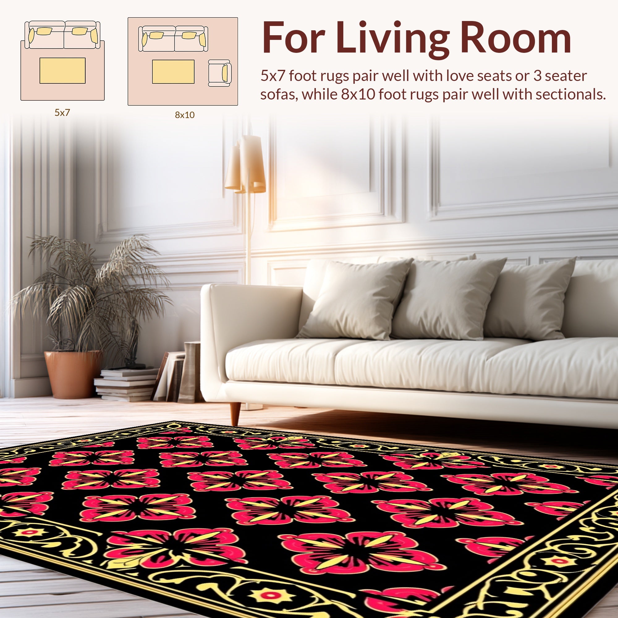 Bold Floral Geometric Pattern Rug