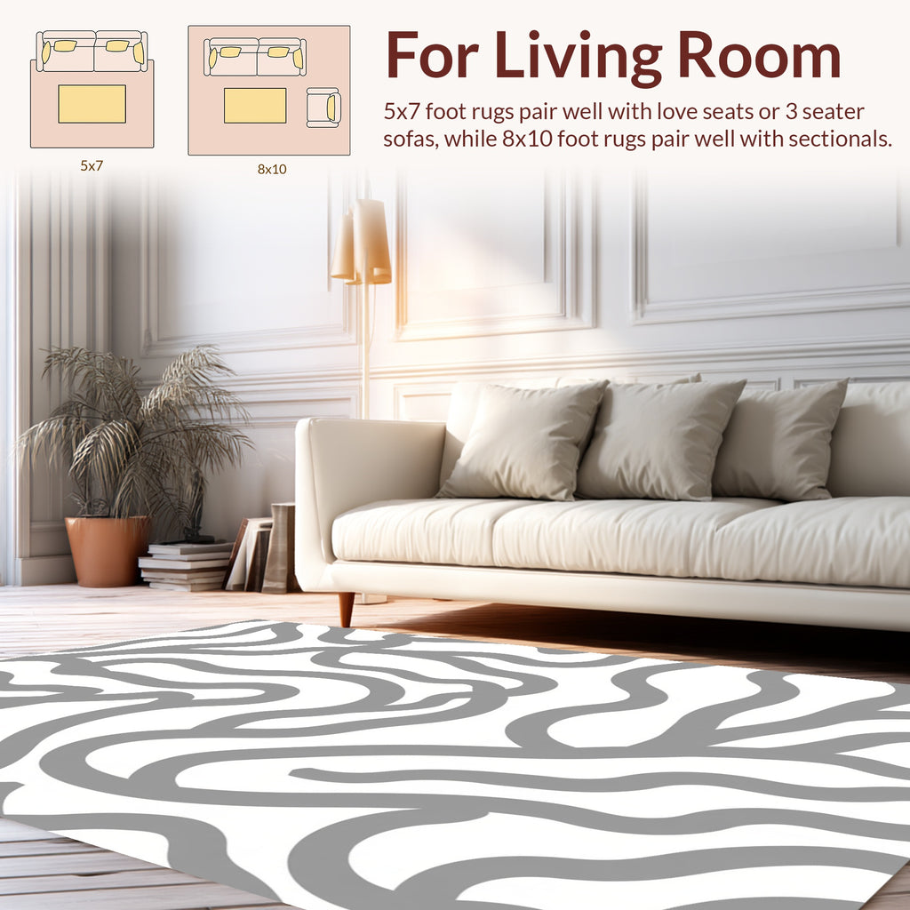 Organic Grey Wavy Lines Pattern Rug