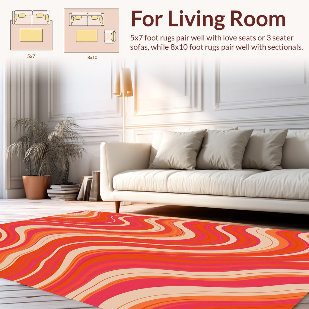 Retro Swirl Warm Tones Style Rug