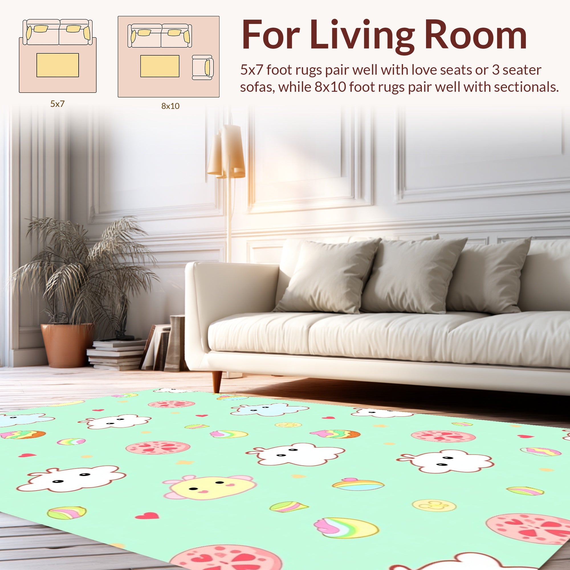 Cute Cloud Candy Pattern Whimsy Rug